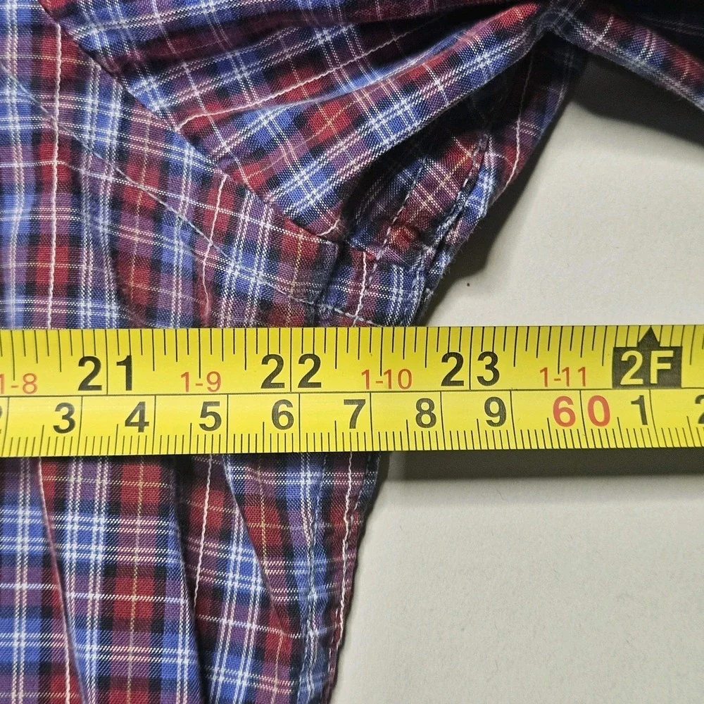 Banana Republic Mens Large L Button Down Shirt Soft Wash Plaid Long Sleeve Blue